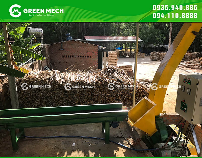 Lắp đặt máy băm dăm gỗ 5 tấn GREEN MECH tại Bình Định
